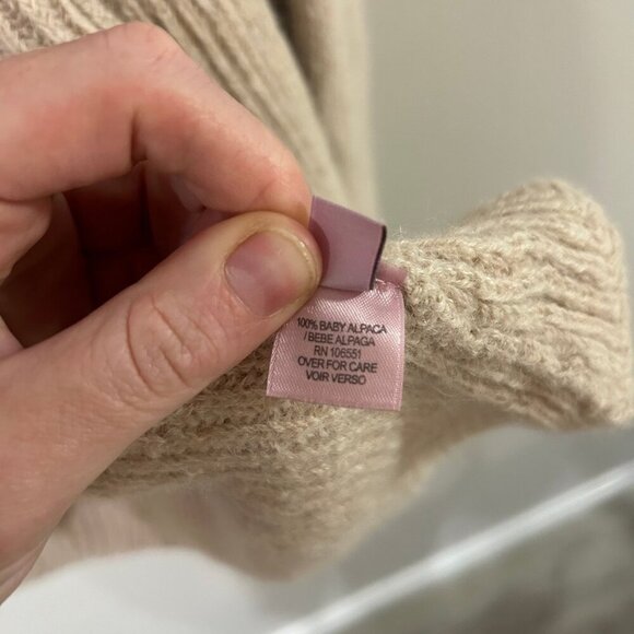 Calypso St Barth 100% Baby Alpaca Heavy Knit Ivory Beige Cream Cardigan Sweater - Picture 5 of 7